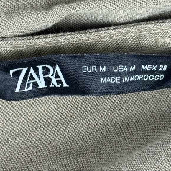 ZARA Olive Green Sleeveless Button Front Mini Dress - Size M - Picture 10 of 11
